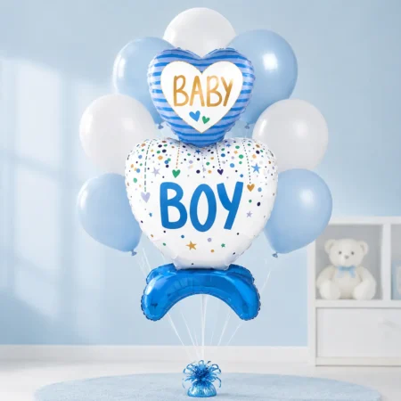 Baby Boy Balloon Bouquet in a room