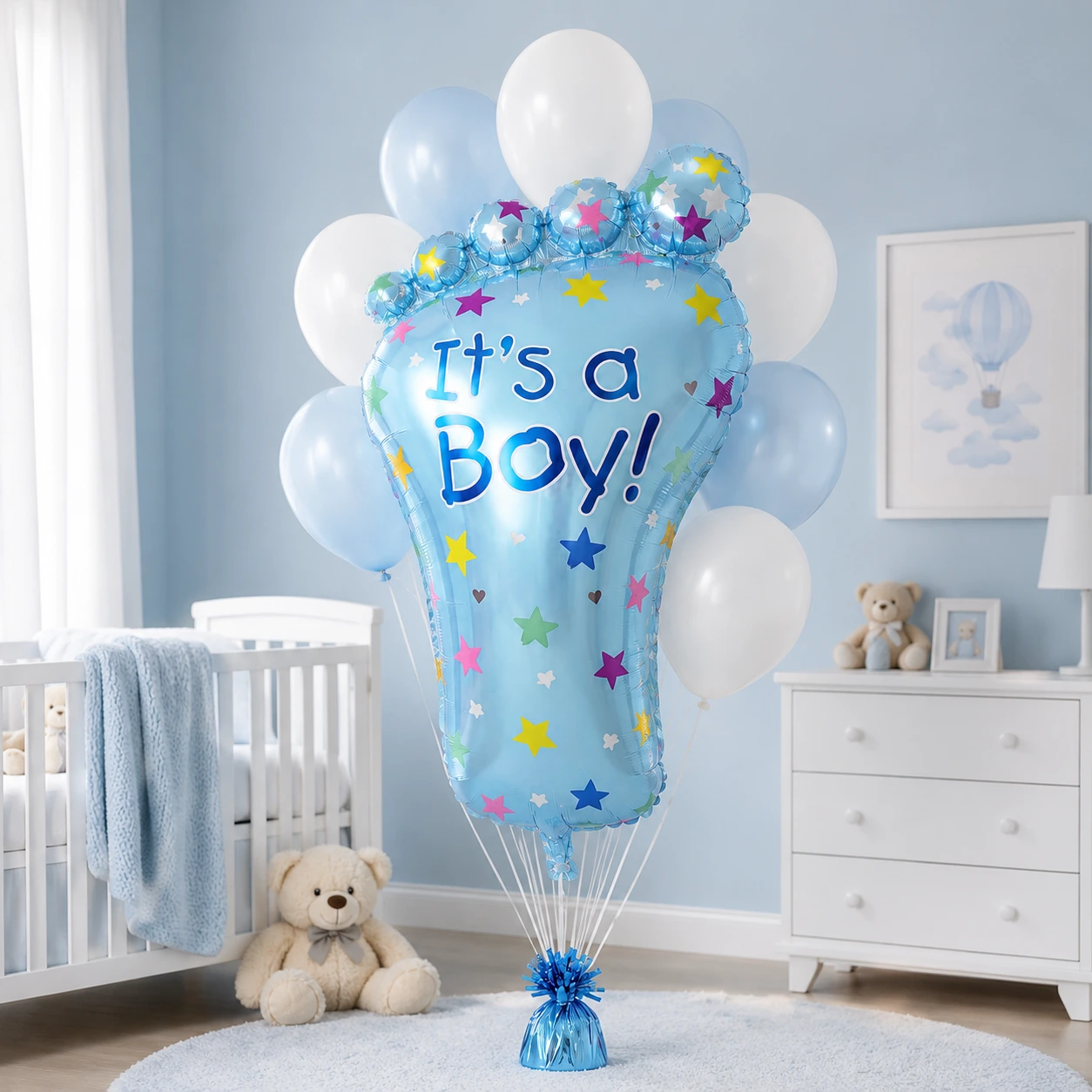 Blue It's A Boy Foot Balloon Bouquet Boy Foot Balloon Bouquet