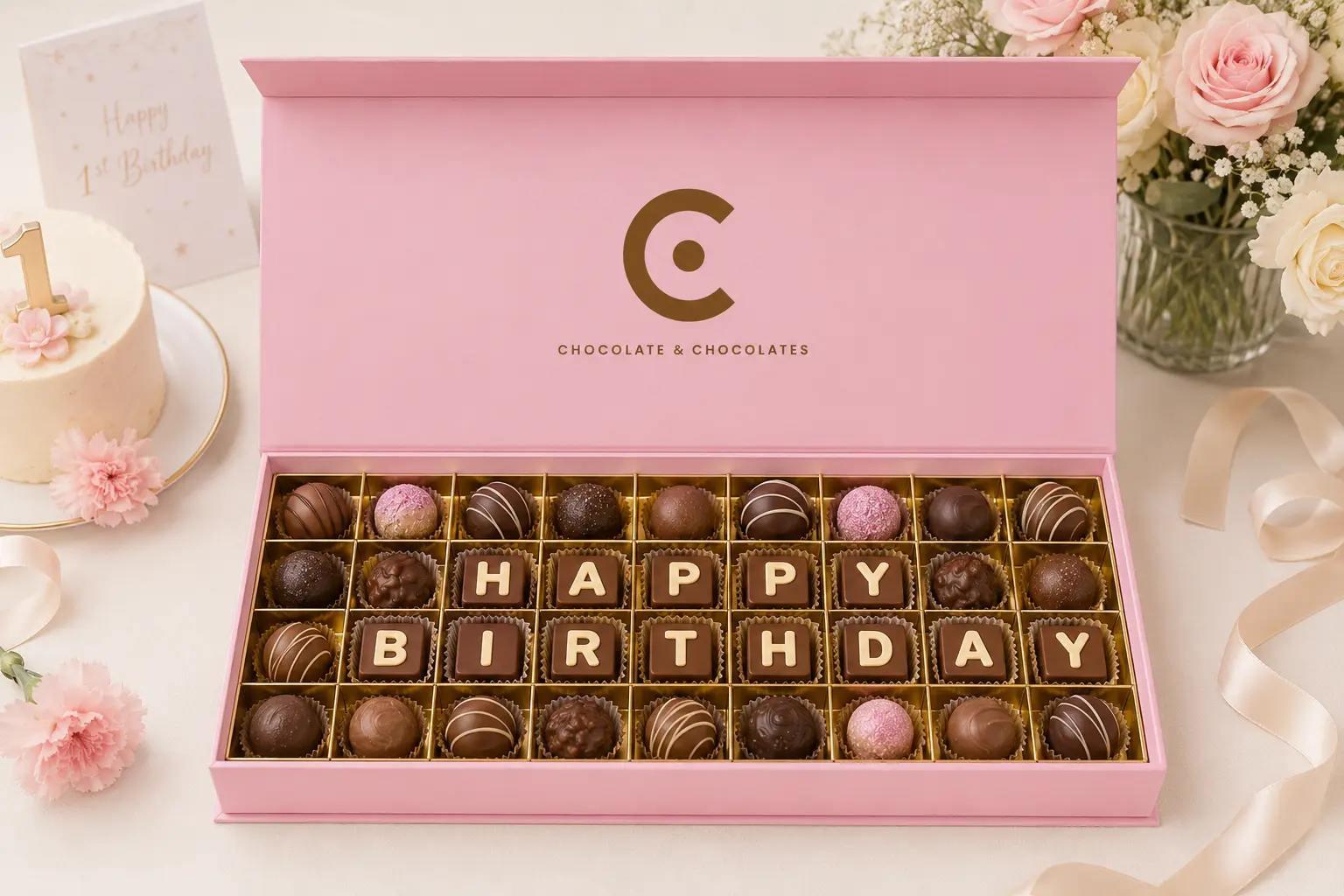 Personalized baby first birthday chocolate box in Dubai