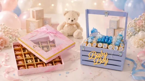 Baby shower chocolate favors for girls and boys in USA, UK, Canada, UAE